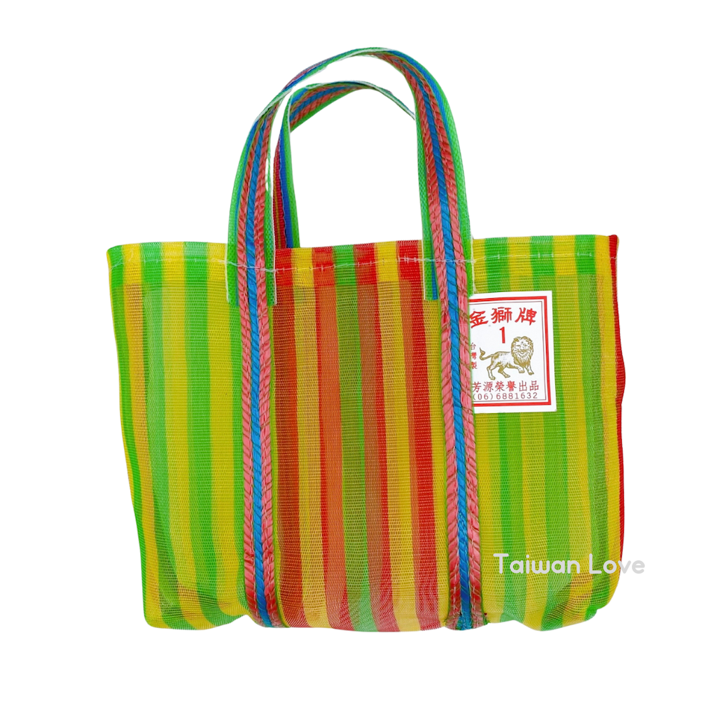 台湾製 縦ストライプ柄（イエロー・グリーン・レッド）漁師網 ナイロン