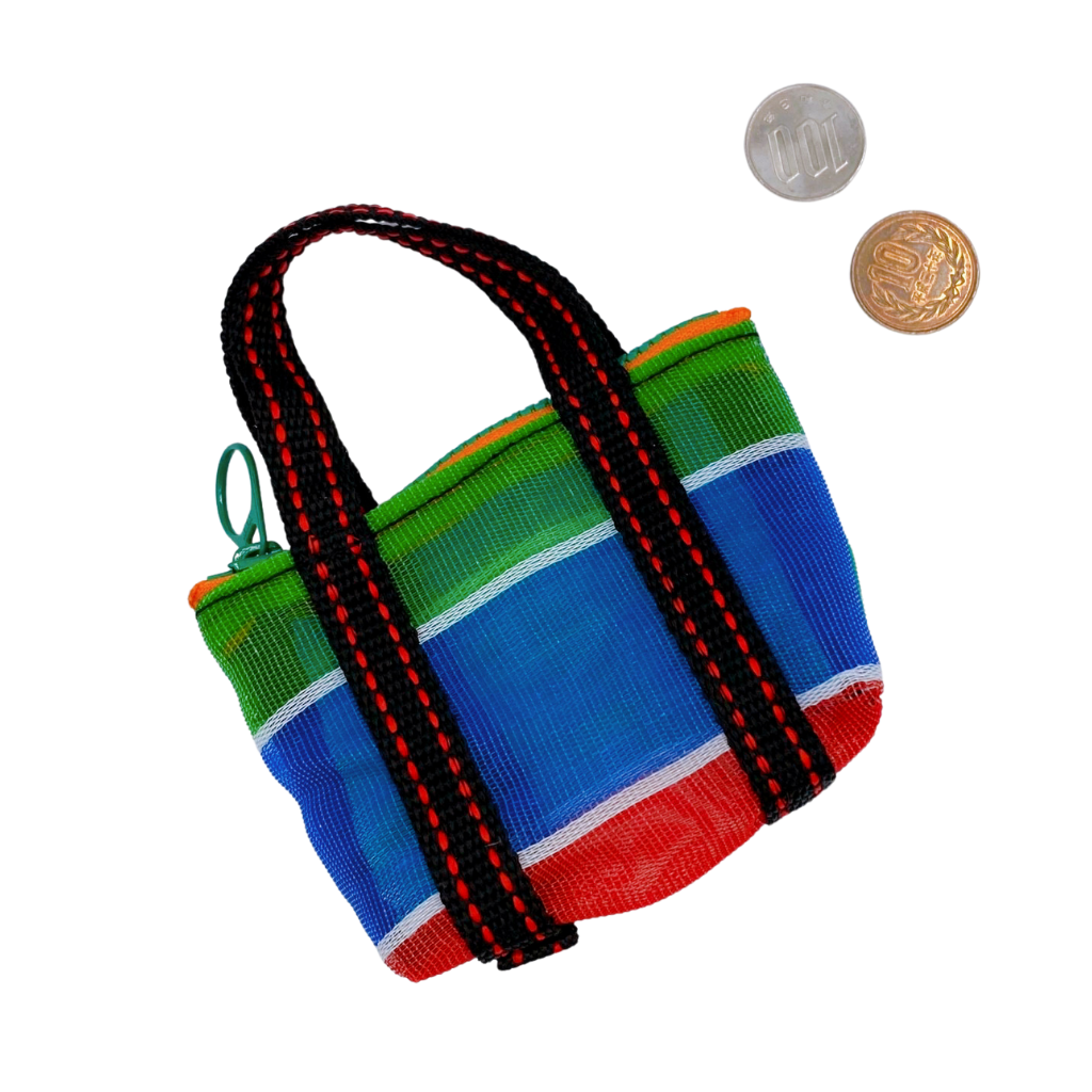 ミニ漁師網バッグ コインケース（小銭入れ﻿）台湾カラー ボーダー