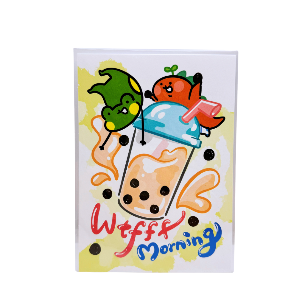 早安沒事幹 タピオカミルクティー ポストカード｜珍珠奶茶 明信片