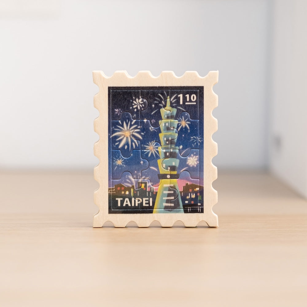 遊木時光 WOOD TIME 台湾ミニ風景 木製パズルマグネット 台北101｜台灣
