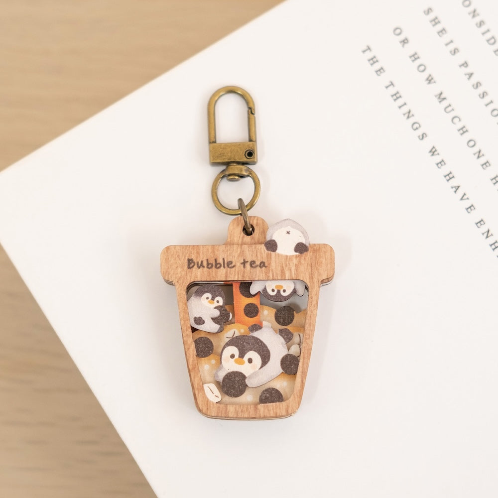 遊木時光 WOOD TIME 台湾ミニ風景 木製キーホルダー タピオカミルク
