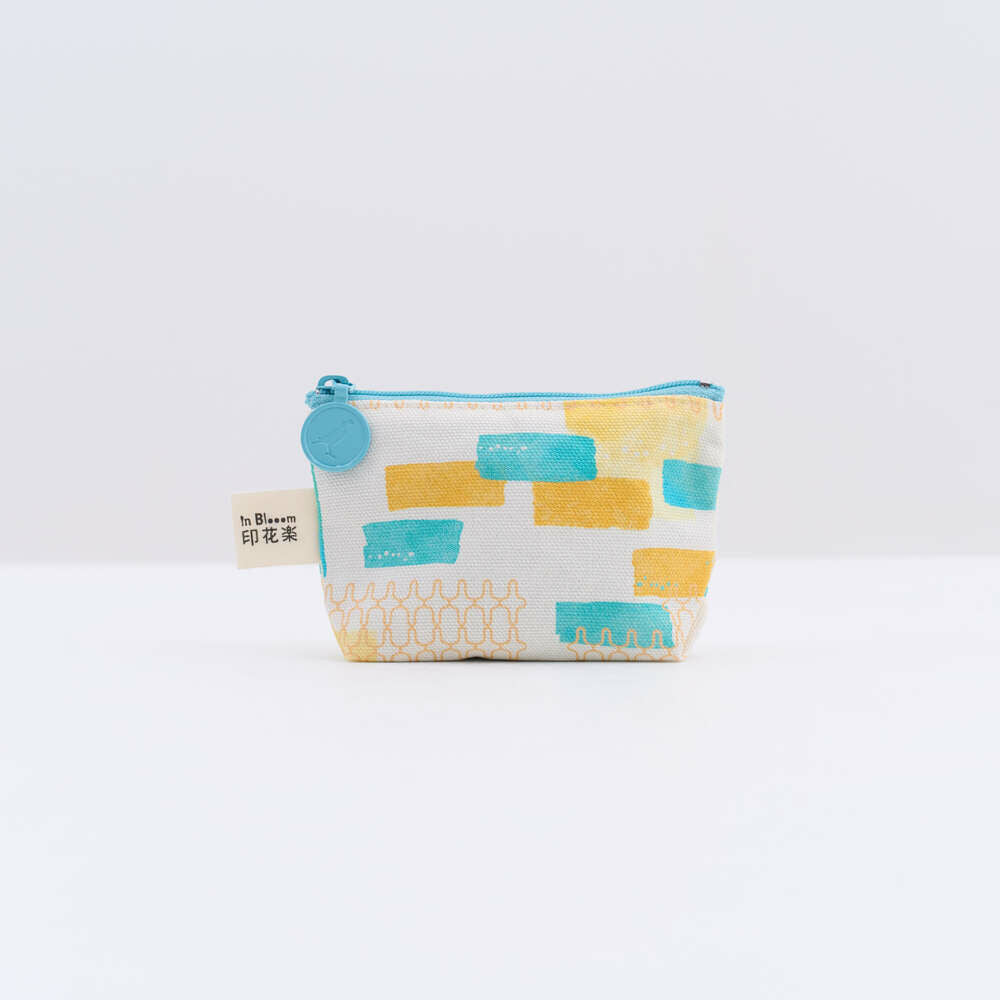 印花楽 小物入れ（ポーチ・コインケース）ファスナー付き 鉄窓花タイル ライムオレンジ｜小東西拉鏈包 鐵花窗磚牆 萊姆橙黃 | Taiwan Love  台湾商品専門店