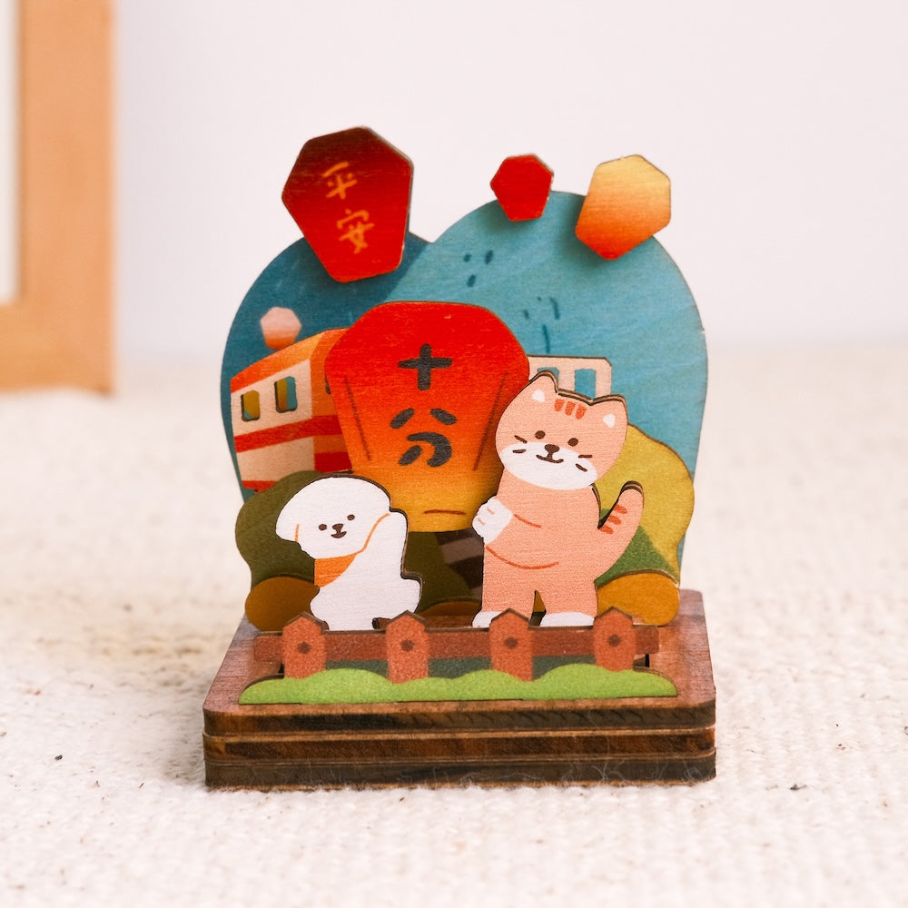 遊木時光 WOOD TIME 台湾風景 木製スタンプ収納セット 天燈（ランタン