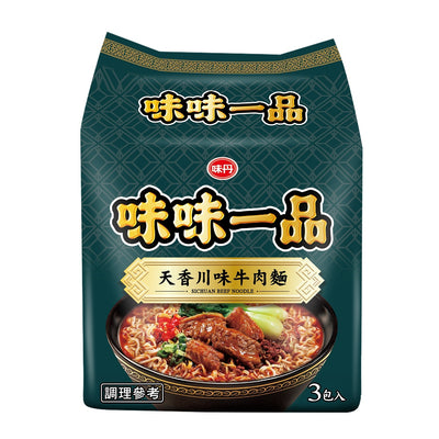 〈3食入〉味味一品 四川マーラー風味牛肉袋麺｜マーラー牛肉麺｜味味一品 天香川味牛肉麵（3個パック｜176gx3）