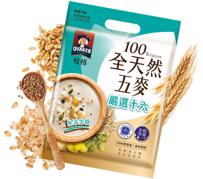 台湾QUAKER クエーカー 16種穀物・豆・ナッツドリンク（砂糖無添加）｜桂格全天然五麥 嚴選十六 無添加糖 220g（22gx10パック）