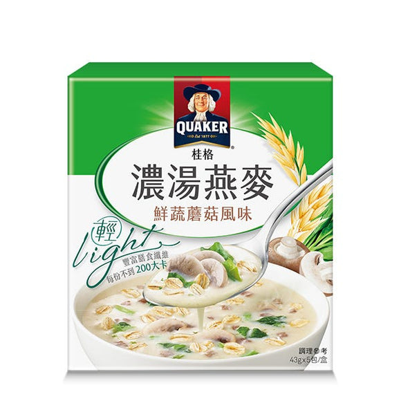 台湾QUAKER クエーカー オートミール マッシュルーム野菜風味｜桂格濃湯燕麥 鮮蔬蘑菇風味 215g（43gx5パック）