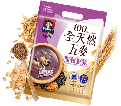 台湾QUAKER クエーカー 穀物ドリンク 黒ごま・黒豆・ミックスナッツ（砂糖無添加）｜桂格全天然五麥 黑穀堅果 無添加糖 200g（20gx10パック）