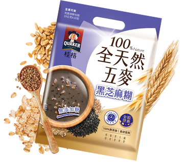 台湾QUAKER クエーカー 黒ごま穀物ドリンク・黒芝麻糊（砂糖無添加）｜桂格全天然五麥 黑芝麻糊 無添加糖 190g（19gx10パック）