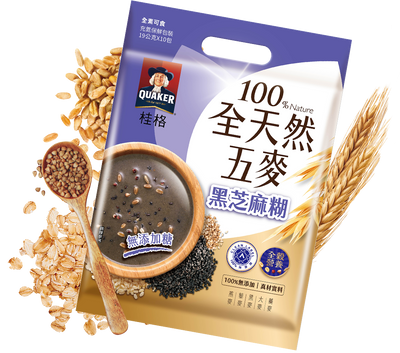 台湾QUAKER クエーカー 黒ごま穀物ドリンク・黒芝麻糊（砂糖無添加）｜桂格全天然五麥 黑芝麻糊 無添加糖 190g（19gx10パック）