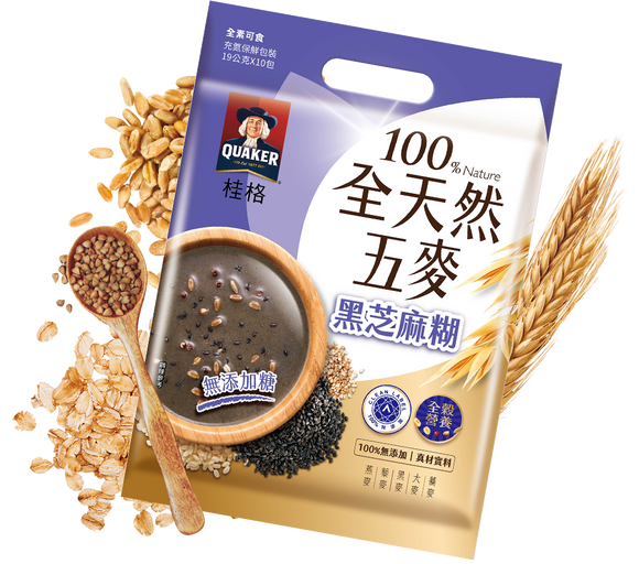 台湾QUAKER クエーカー 黒ごま穀物ドリンク・黒芝麻糊（砂糖無添加）｜桂格全天然五麥 黑芝麻糊 無添加糖 190g（19gx10パック）