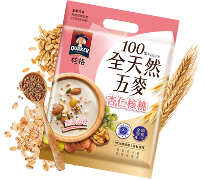 台湾QUAKER クエーカー 穀物ドリンク アーモンド・くるみ（砂糖無添加）｜桂格全天然五麥 杏仁核桃 無添加糖 250g（25gx10パック）