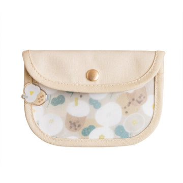 好感良物 Soft living 台湾漁師網バッグ地 コインケース（ポーチ・小銭入れ） タピオカミルクティーフローラル｜花芷零錢包 珍奶花花