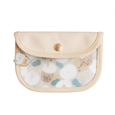 好感良物 Soft living 台湾漁師網バッグ地 コインケース（ポーチ・小銭入れ） タピオカミルクティーフローラル｜花芷零錢包 珍奶花花