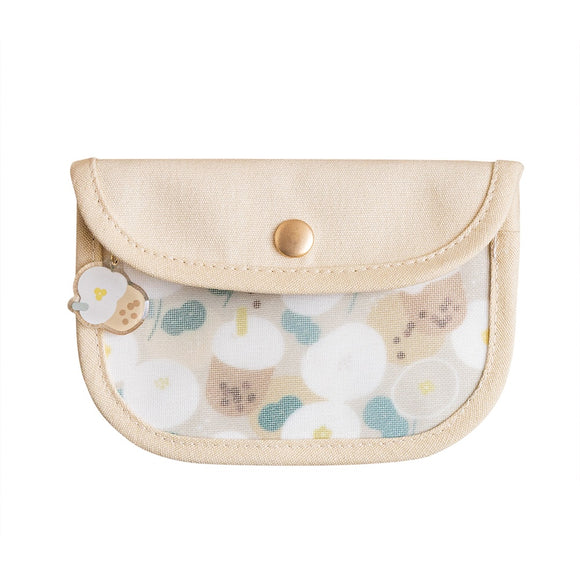 好感良物 Soft living 台湾漁師網バッグ地 コインケース（ポーチ・小銭入れ） タピオカミルクティーフローラル｜花芷零錢包 珍奶花花