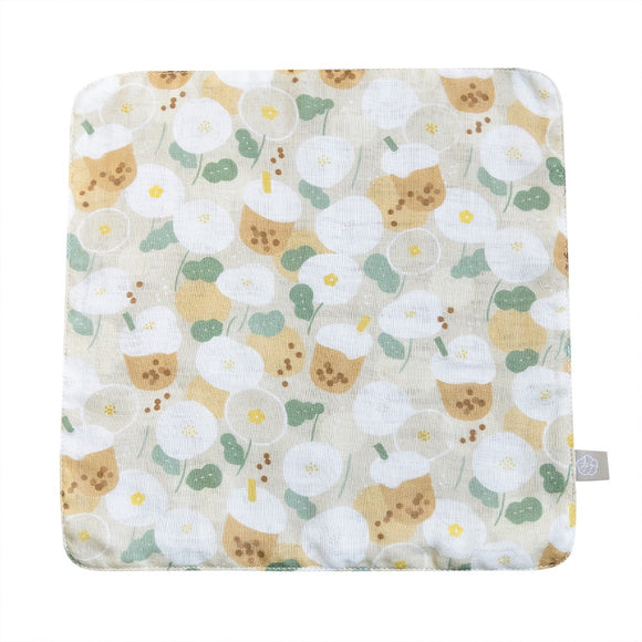 好感良物 Soft living 花柄ハンカチ タピオカミルクティーフローラル｜花漾手帕 珍奶花花