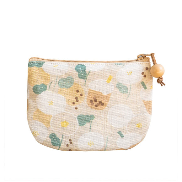 好感良物 Soft living 丸底コインポーチ タピオカミルクティーフローラル｜圓底零錢包 珍奶花花