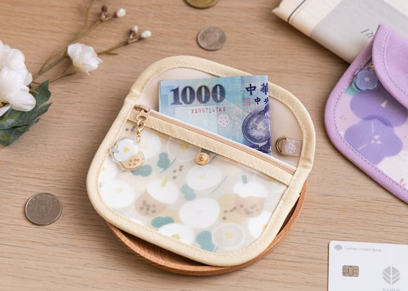 好感良物 Soft living 台湾漁師網バッグ地 コインケース（ポーチ・小銭入れ） タピオカミルクティーフローラル｜花芷零錢包 珍奶花花