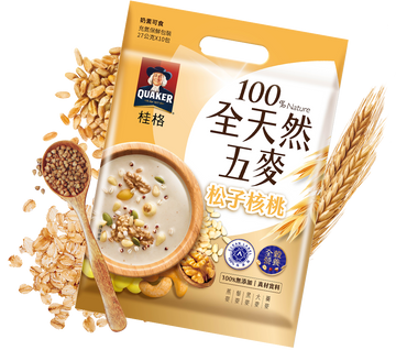 台湾QUAKER クエーカー 穀物ドリンク 松の実・くるみ｜桂格全天然五麥 松子核桃 270g（27gx10パック）