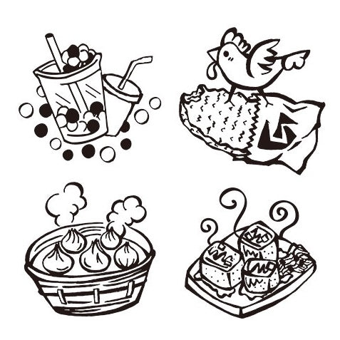 台湾 ジーパイ（大鶏排） はんこ（ラバースタンプ・ゴム印）｜台灣特色印章（雞排）