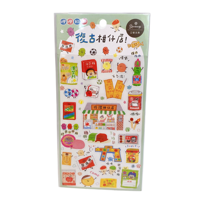RIRIKOKO レトロ駄菓子屋（復古柑仔店） 透明ステッカー （台湾製）｜哩哩扣扣 復古柑仔店 透明手帳貼紙