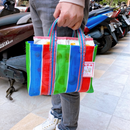 台湾製 漁師網 ナイロンバッグ (茄芷袋) 台湾カラー ストライプ｜XSサイズ｜經典款 茄芷袋（直條）1号