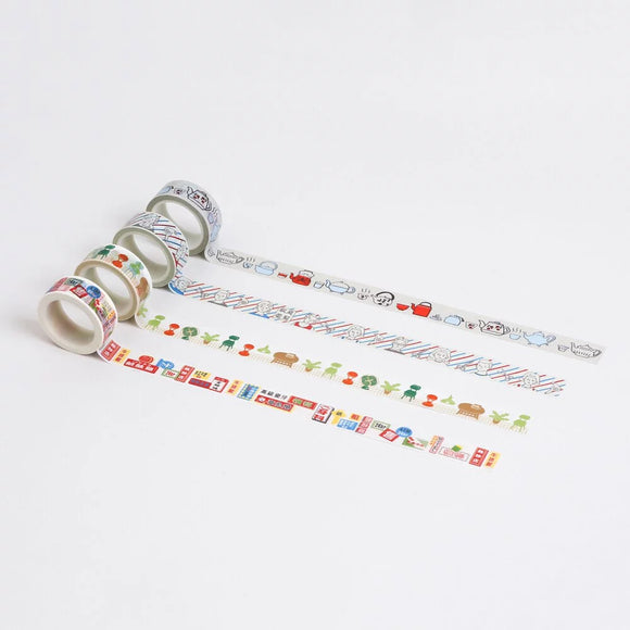 マスキングテープ 台湾紅白ストライプレジ袋パターン｜台灣特色紙膠帶 紅白塑膠袋 15mm x 6m