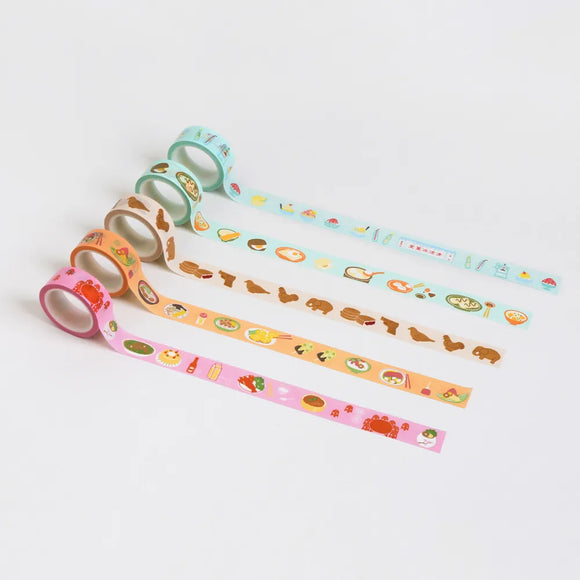 マスキングテープ 台湾夜市B級グルメパターン｜台灣特色紙膠帶 夜市小吃 15mm x 6m