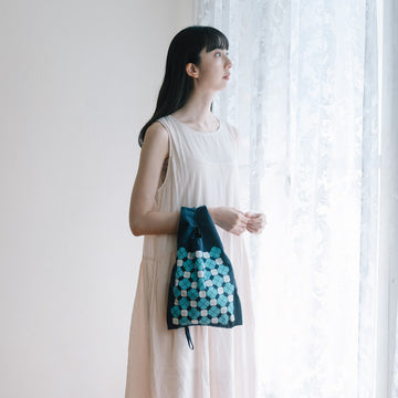 印花楽 折りたたみエコバッグ レトロタイル10号 銭湯グリーン｜可收捲小背心袋 老磁磚10號 澡堂綠