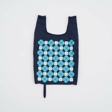 印花楽 折りたたみエコバッグ レトロタイル10号 銭湯グリーン｜可收捲小背心袋 老磁磚10號 澡堂綠