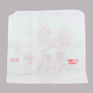 台湾 レトロな耐油紙袋（女の子柄・ハンバーガー用） 10枚セット 駄菓子袋｜漢堡袋 防油紙袋 10個入