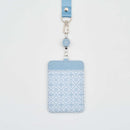 印花楽 リール付きパスケース レトロ窓ガラス柄 グレイッシュブルー｜伸縮證件套 玻璃海棠 寧靜灰藍