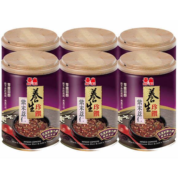 〈6缶セット〉泰山 黒米ハトムギ あま粥 ｜泰山 養生珍饌 紫米薏仁 255g/缶 x6缶