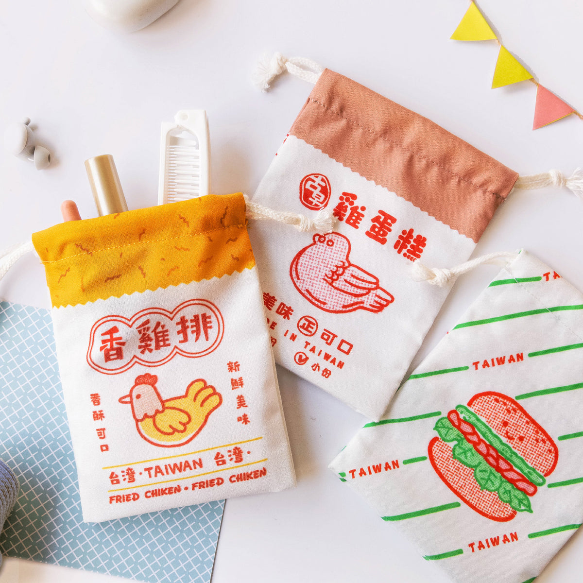 猴子設計 Monkey Design 台湾巾着ポーチ 小籠包｜台灣小物袋 小籠