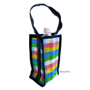 台湾製 漁師網 ナイロンドリンクバッグ（水筒カバー・水筒ホルダー・水筒入れ）手提げタイプ チェック柄｜茄芷袋飲料袋 彩格款 手提式