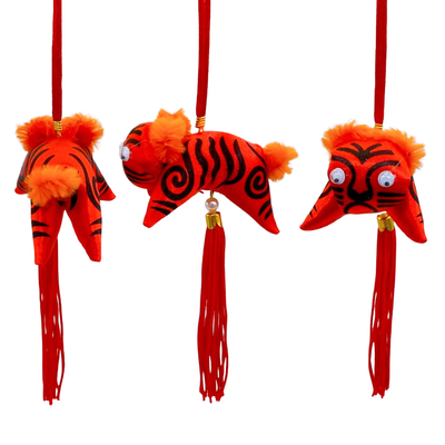 レトロ 虎の吊るし飾り（赤）｜復古懷舊老虎掛飾（紅）