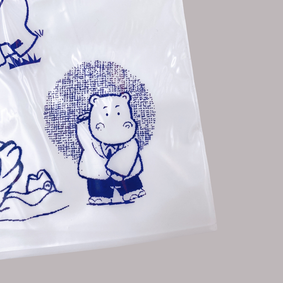 台湾 レトロ 手提げ薬袋 動物柄 青文字 10枚セット 駄菓子袋｜ 手提藥袋 動物圖案 藍色文字 10個入