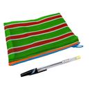 台湾漁師網バッグ地 仕切り付マルチポーチ ボーダー柄（グリーン・レッド・ホワイト）｜茄芷袋拉鍊包 紅綠白線條款（本体・ファスナーの色はランダム出荷）※ご購入の場合、色の原因で返品・交換は対応不可