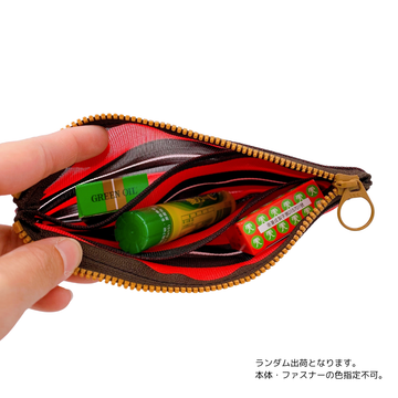 台湾漁師網バッグ地 仕切り付マルチポーチ ボーダー柄（ブラック・レッド・ホワイト）｜茄芷袋拉鍊包 黑紅白線條款（本体・ファスナーの色はランダム出荷）※ご購入の場合、色の原因で返品・交換は対応不可