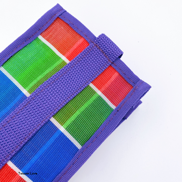 台湾製 漁師網 ナイロンドリンクバッグ（水筒カバー・水筒ホルダー・水筒入れ）肩掛けタイプ パープル｜茄芷袋飲料袋 紫 肩背式