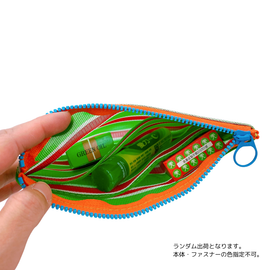 台湾漁師網バッグ地 仕切り付マルチポーチ ボーダー柄（グリーン・レッド・ホワイト）｜茄芷袋拉鍊包 紅綠白線條款（本体・ファスナーの色はランダム出荷）※ご購入の場合、色の原因で返品・交換は対応不可