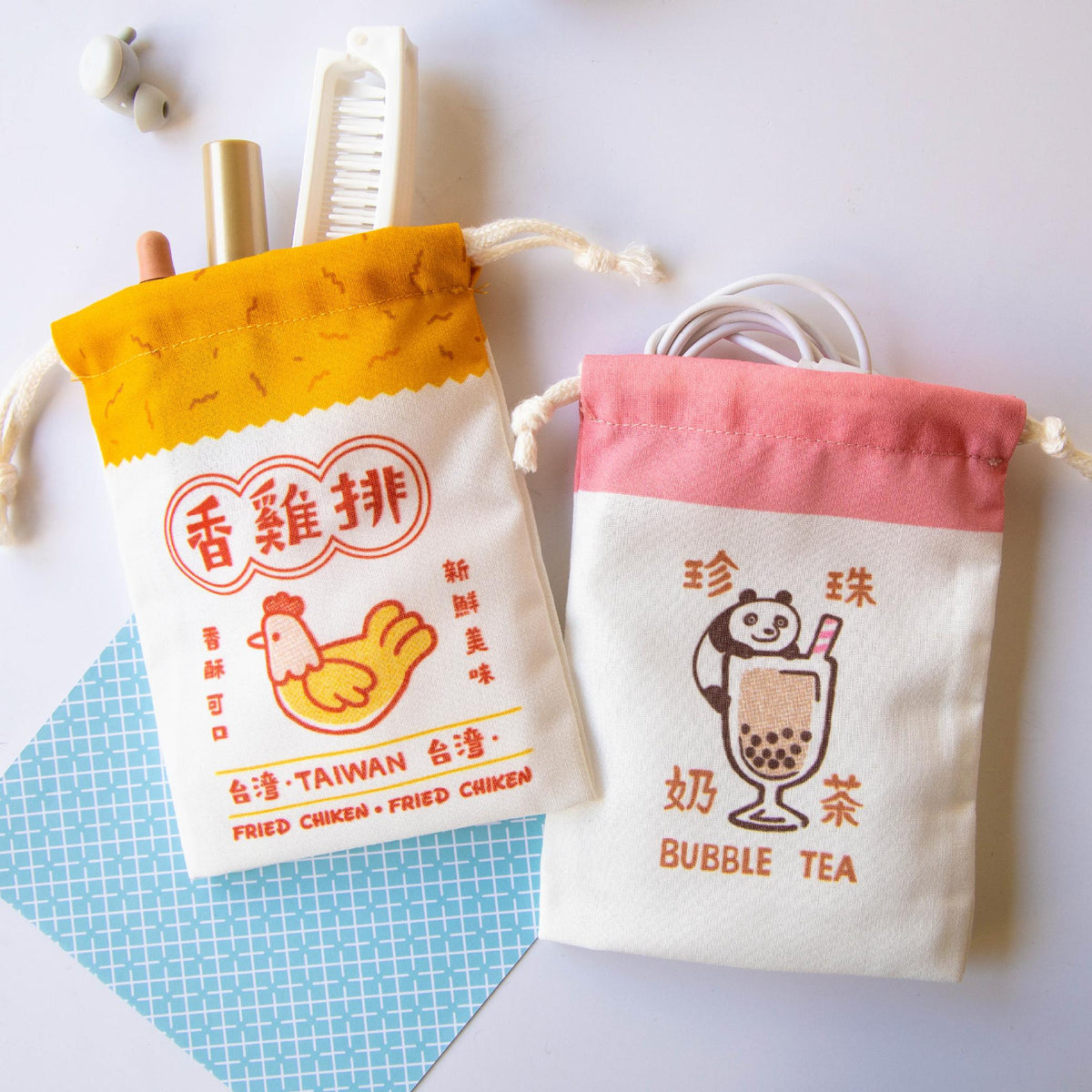 猴子設計 Monkey Design 台湾巾着ポーチ パンダのタピオカミルクティー 