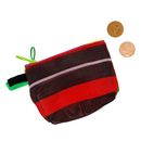 台湾漁師網バッグ地 コインケース（小銭入れ﻿）ボーダー柄（ブラック・レッド・ホワイト）｜茄芷零錢包 黑紅白線條款（本体・ファスナーの色はランダム出荷）※ご購入の場合、色の原因で返品・交換は対応不可