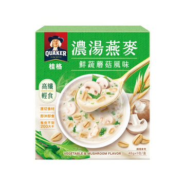 台湾QUAKER クエーカー オートミール マッシュルーム野菜風味｜桂格濃湯燕麥 鮮蔬蘑菇風味 215g（43gx5パック）