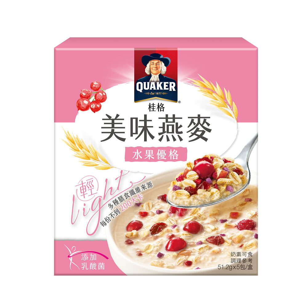 台湾QUAKER クエーカー オートミール フルーツヨーグルト風味｜桂格美味燕麥 水果優格風味 256g（51.2gx5パック）
