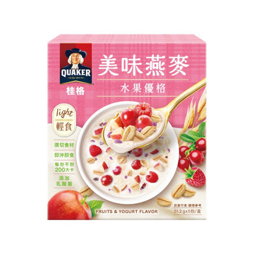 台湾QUAKER クエーカー オートミール フルーツヨーグルト風味｜桂格美味燕麥 水果優格風味 256g（51.2gx5パック）