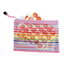 カラーボーダー メッシュポーチ（19x13.5cm）｜橫條紋彩色網格袋-4