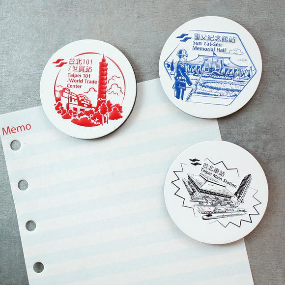 台北メトロ Taipei Metro 駅スタンプ ソフトマグネットセット｜台北捷運 紀念章戳精選浮凸軟磁套組（磁鐵・冰箱貼）｜お土産