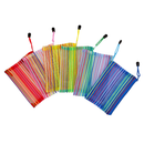 カラーボーダー メッシュポーチ（19x13.5cm）｜橫條紋彩色網格袋-2