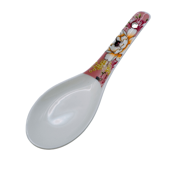 台湾花布（客家花布）柄 食器 レンゲ （ブルー・レッド・ピンク・ラベンダー・イェロー）｜台灣花布（客家花布）湯匙 （藍・紅・粉紅・紫・黃）