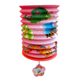 紙ランタン（紙灯籠） ピンク昆虫柄｜紙燈籠 粉紅昆蟲圖案